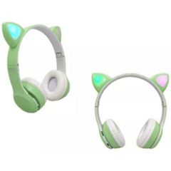 Fone Bluetooth Orelha De Gato Led Colorido (VERDE) na internet