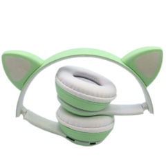 Fone Bluetooth Orelha De Gato Led Colorido (VERDE) - Suricatto Store