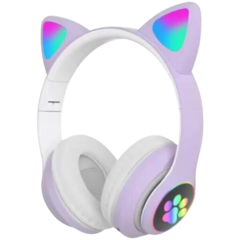 Fone Bluetooth Orelha De Gato Led Colorido (ROXO)