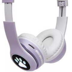 Fone Bluetooth Orelha De Gato Led Colorido (ROXO) - Suricatto Store