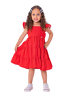 Vestido Infantil Menina Linho Vermelho