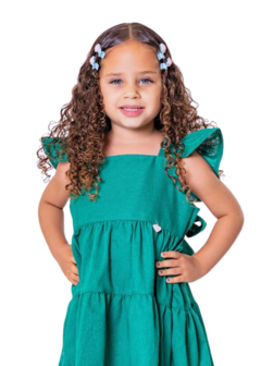 Vestido Infantil Menina Linho Verde na internet