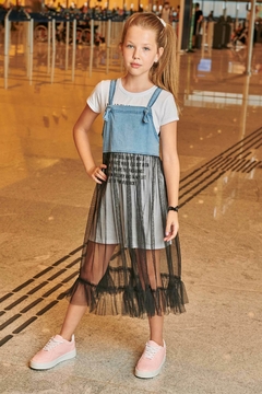 Vestido Teen Menina Jeans com Tule Vic&Vicky - loja online