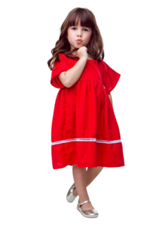 Vestido Infantil Menina Linho Vermelho
