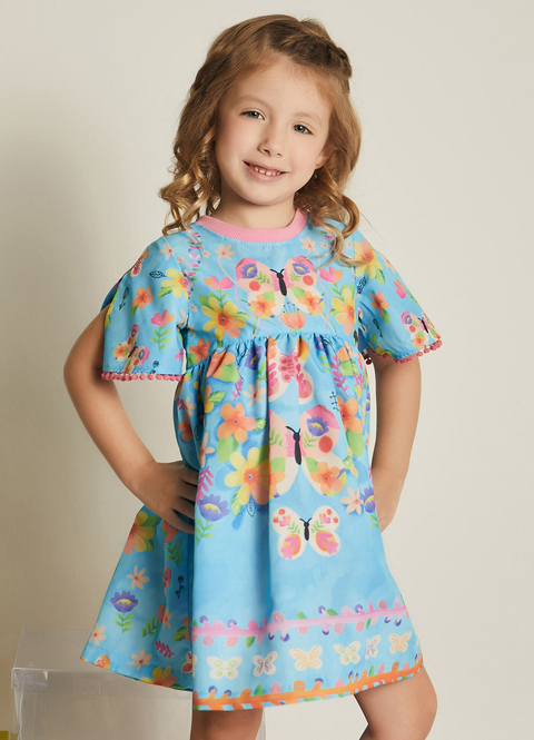 Vestido Infantil Estampa Borboletas Alphabeto