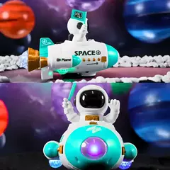 Brinquedo Foguete Astronauta Giratório 360° Luz Led Música na internet