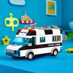 Carro Policia 77 Peças "Lego" Brinquedo com Luz Som - comprar online