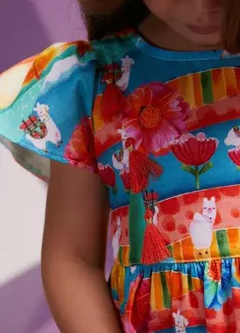 Vestido Infantil Menina Alphabeto Estampa Lhama aqui na Suricatto Moda Infantil em Aracaju Sergipe e Belo Horizonte