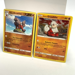 tarjeta pokemon tcg foil arcanine y growlithe hisui