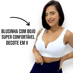 Blusinha Cropped Feminino Curto Decote Em V Com Bojo - comprar online