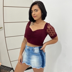 Blusinha Cropped Canelado Ribana Manguinha Blusa Feminino - ANJ MODAS