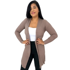 Cardigã Cardigan Feminino Aberto Casaquinho Longo Detalhado