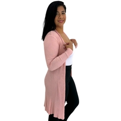 Cardigã Cardigan Feminino Aberto Casaquinho Longo Detalhado - loja online