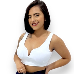 Blusinha Cropped Feminino Curto Decote Em V Com Bojo - loja online