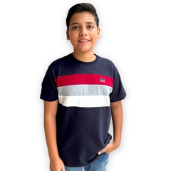 Camiseta Menino Juvenil Gola Careca Detalhada Original - loja online