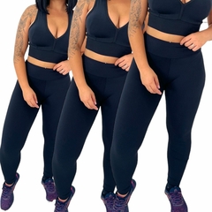 Kit 3 Legging Suplex Flanelada Feminina Fitness Academia Top