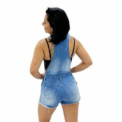 Imagem do Macaquinho Jardineira Jeans Feminino Premium Modela BumBum