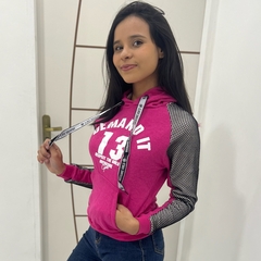 Blusa Moletom Menina Juvenil Fechada C/Touca Frio Flanelada na internet