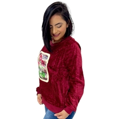 Blusa De Frio Feminina Aveludada Manga Longa Gola Careca