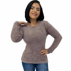 Blusa Casaco Feminina Pelinho Grosso Gola Redonda Felpudo na internet