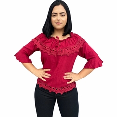 BLUSINHA FEMININA CIGANINHA TRES QUARTOS COM RENDA