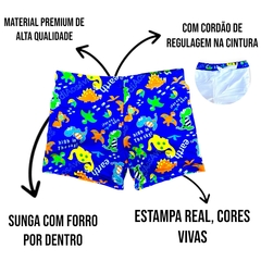 Sunga Box Infantil Boxer Verão Dino Praia Piscina Meninos - comprar online