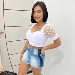 Blusinha Cropped Canelado Ribana Manguinha Blusa Feminino - loja online