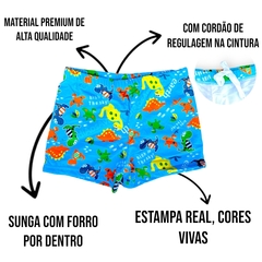 Sunga Box Infantil Boxer Verão Dino Praia Piscina Meninos - ANJ MODAS