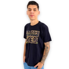 Camiseta Masculina Gangster Estampada Gola Careca na internet