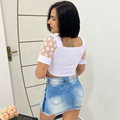 Imagem do Blusinha Cropped Canelado Ribana Manguinha Blusa Feminino