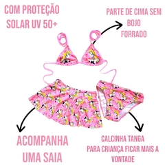 Kit Biquíni Infantil 3 Peças Conjunto Com Saia Preteção Uv50 - comprar online