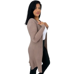 Cardigã Cardigan Feminino Aberto Casaquinho Longo Detalhado - comprar online