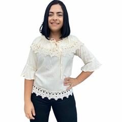 BLUSINHA FEMININA CIGANINHA TRES QUARTOS COM RENDA - loja online