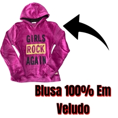 Blusa De Frio Moletom Menina Veludo Estilosa Fechada Capuz - loja online