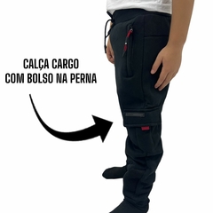 Calça Flanelada Moletom Frio Cargo Infantil Menino Grossa - comprar online