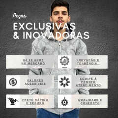 Blusa Peluciada De Frio Moletom Masculina Capuz Ziper Cordão - comprar online