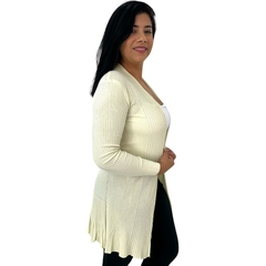 Cardigã Cardigan Feminino Aberto Casaquinho Longo Detalhado - comprar online