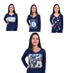 Blusinha manga longa feminina estampada - comprar online