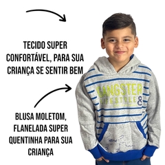 Imagem do Blusa Infantil Moletom Canguru Com Touca Gangster Menino