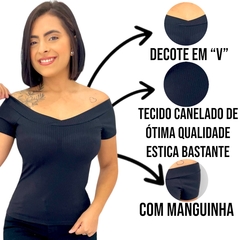 Imagem do Blusa Blusinha Feminina Canelada Manguinha Basica Com Bojo