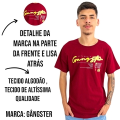 Camiseta Masculina Básica Gola Careca Gangster Estampada - loja online