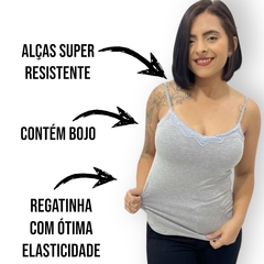 Regatinha Feminina Com Bojo Com Alcinha Detalhe Com Renda - ANJ MODAS