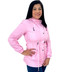 Jaqueta Corta Vento Parka Feminina Mosaico Alongada C Capuz - comprar online