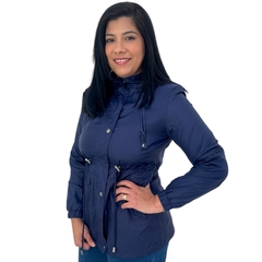 Jaqueta Corta Vento Parka Feminina Mosaico Alongada C Capuz - comprar online