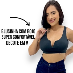 Blusinha Cropped Feminino Curto Decote Em V Com Bojo - ANJ MODAS