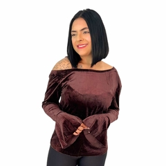 Blusinha Blusa Feminina Manga Longa Morcego Camurça Inverno - loja online