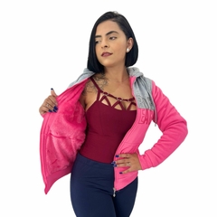 Blusa Moletom Feminina Aberta Capuz Peluciada Por Dentro