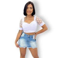 Blusinha Cropped Canelado Ribana Manguinha Blusa Feminino na internet