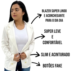 Casaquinho Blazer Feminino Social Acinturado Casaco Slim - loja online