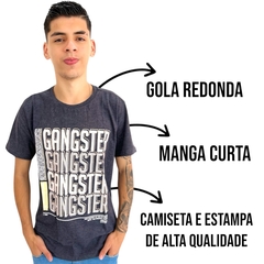 Camiseta Masculina Gangster Estampada Gola Careca - ANJ MODAS